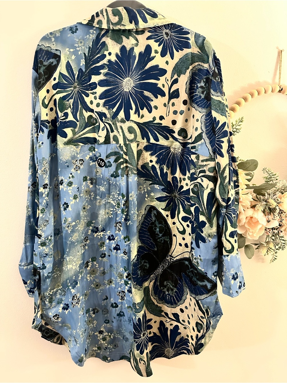 NWT Free People Off The Vine Button Down in Spring Blue Butterfly Combo - Picture 6 of 10